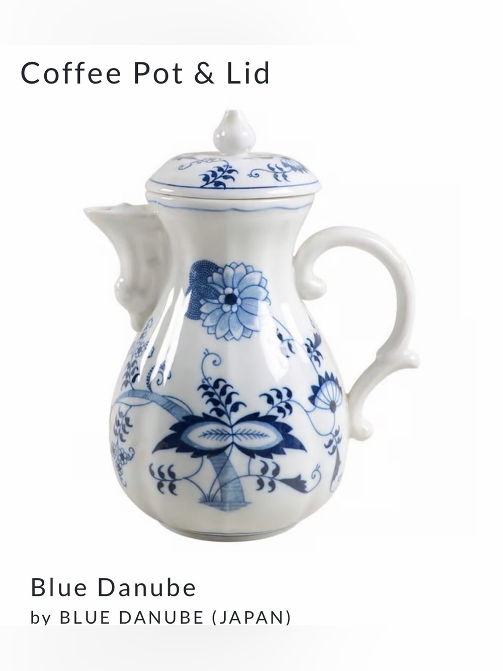 Like new vintage Blue Danube Blue and White blue onion porcelain coffee pot